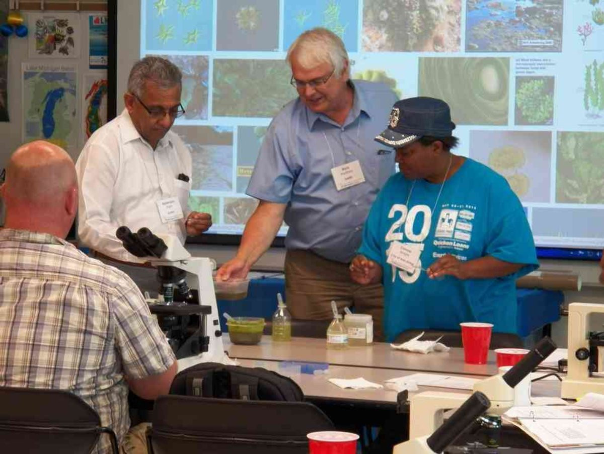Rick (center) bringing aquatic science to the community