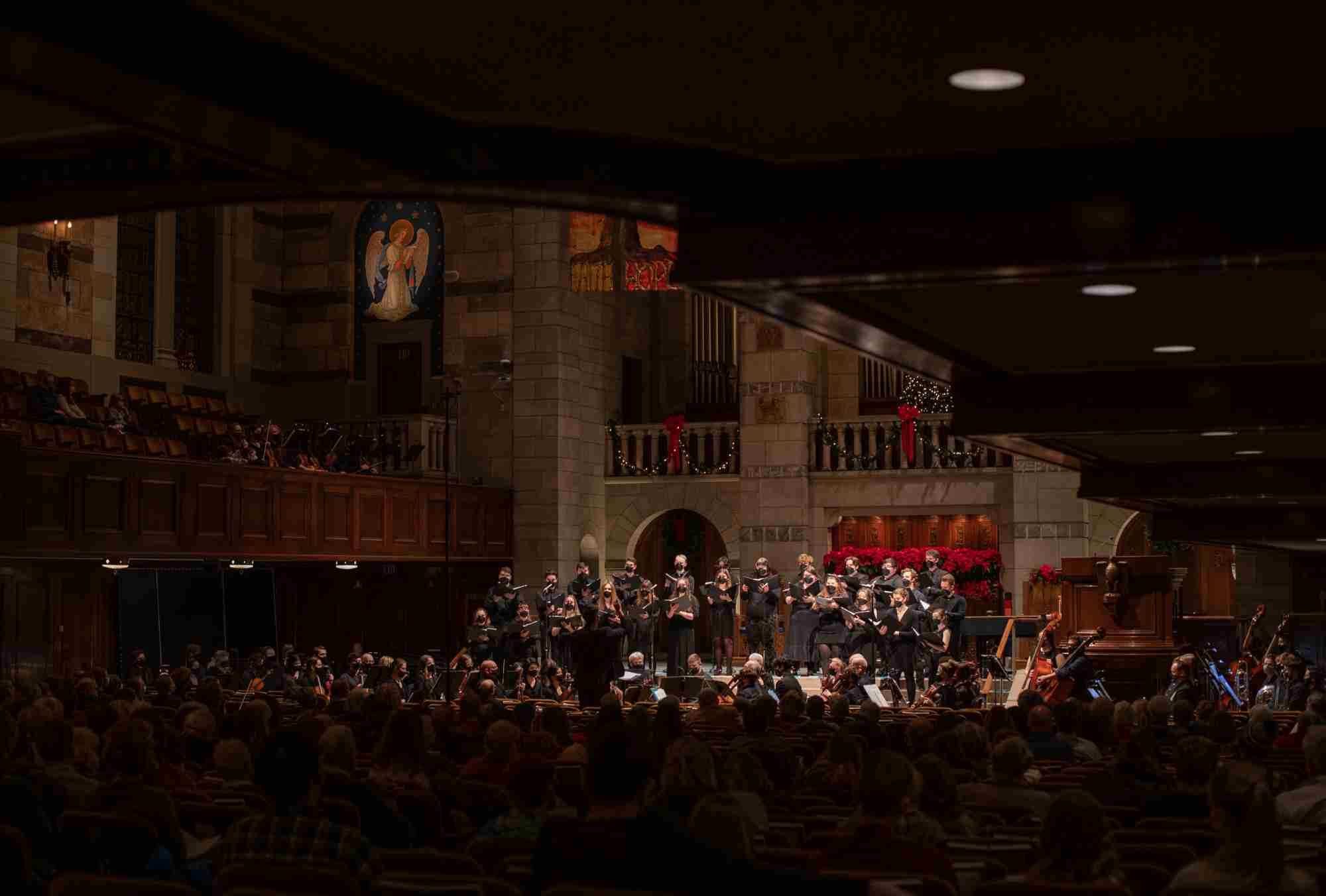 Choirs and musicians performing