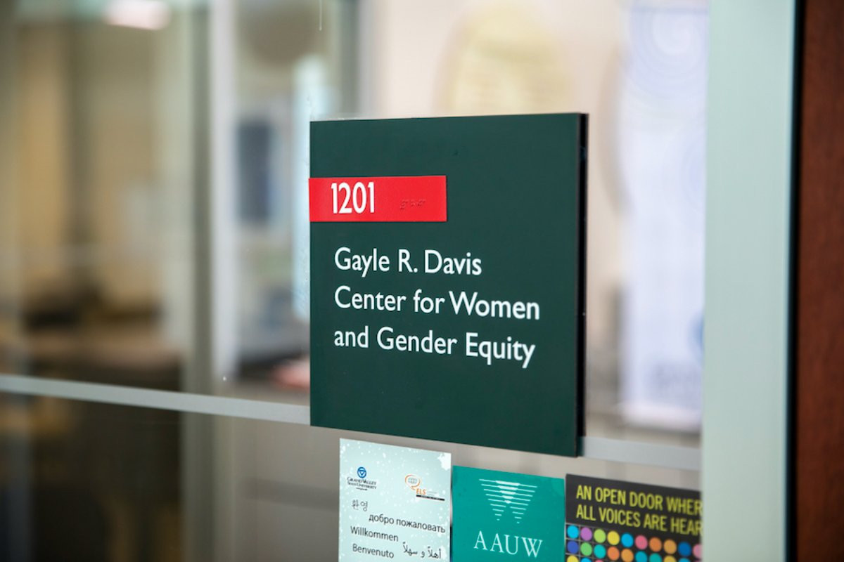 A sign that reads Gayle R. Davis Center for Women and Gender Equity