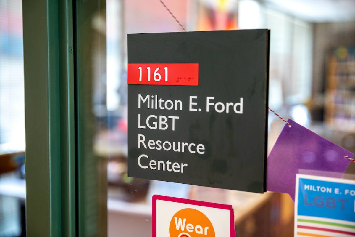 a picture of a sign that reads milton e. ford lgbt resource center