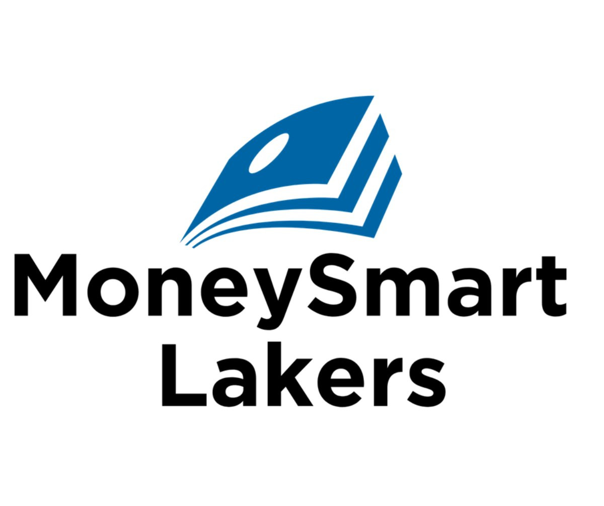 Text that reads MoneySmart Lakers with a stack of money on top