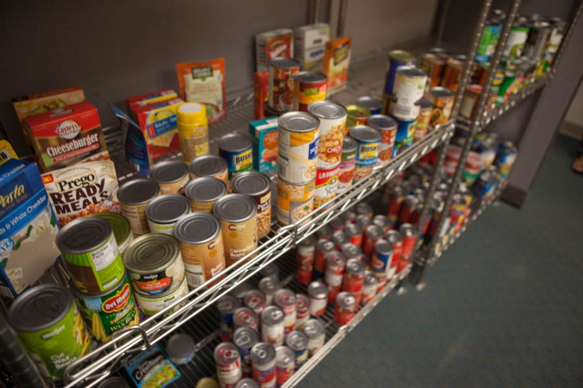 cans of food for Replenish, a GVSU food pantry for students