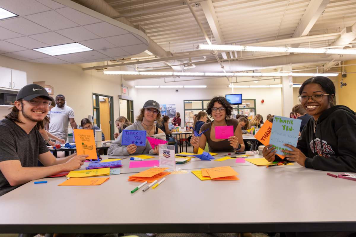 students volunteering at a drop in day of service