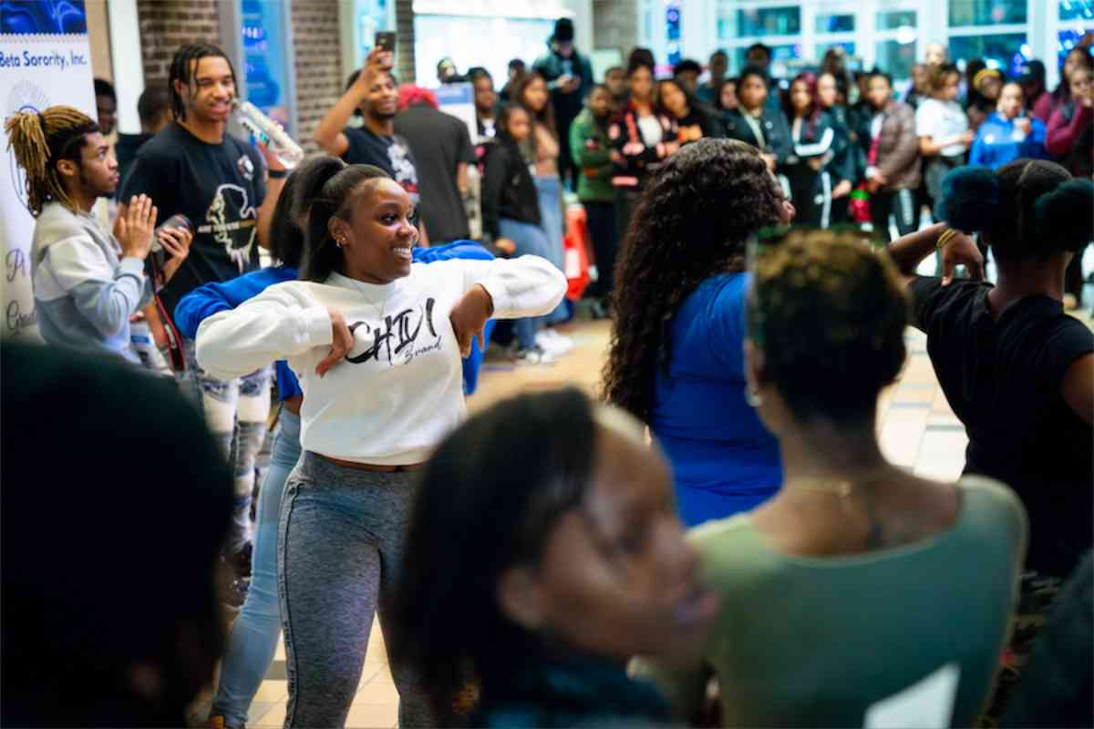 A group dancing at the Black Student Organization Showcase