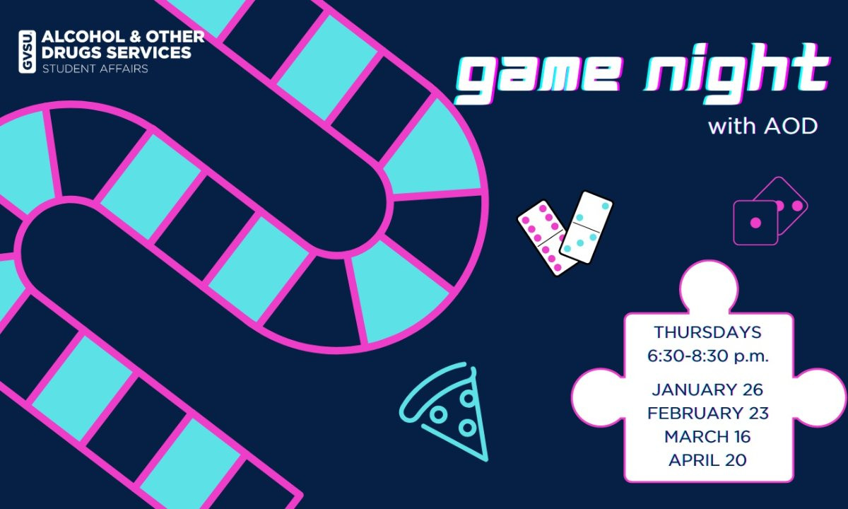 Game Night with AOD; Thursdays 6:30-8:30 p.m. on February 23, March 16, and April 20