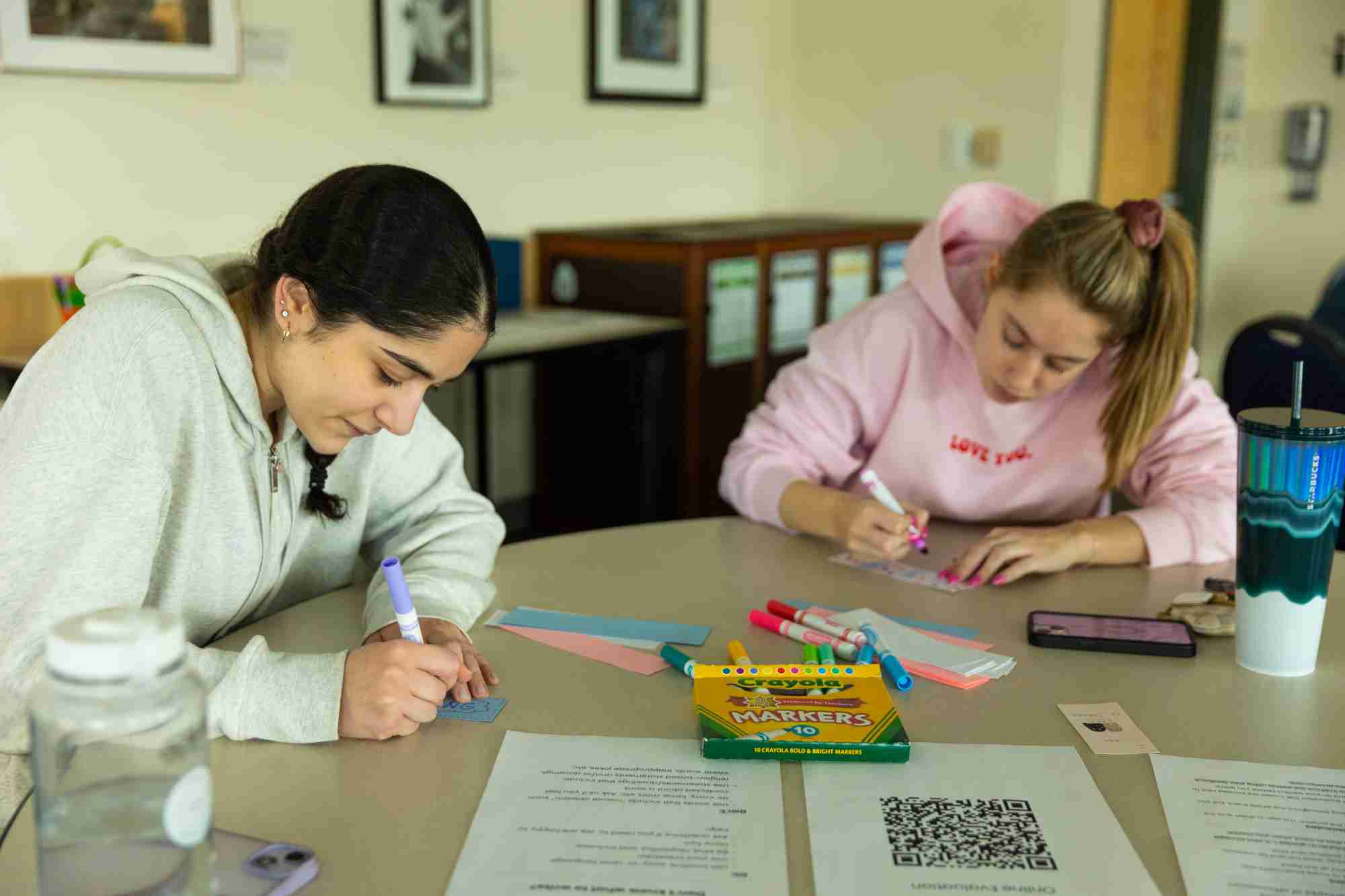 Students writing positivity notes