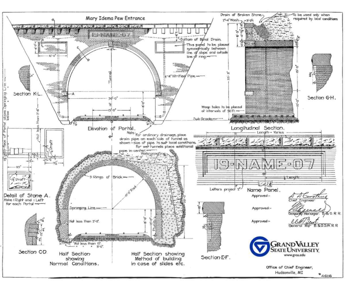 Construction plans for an underground tunnel