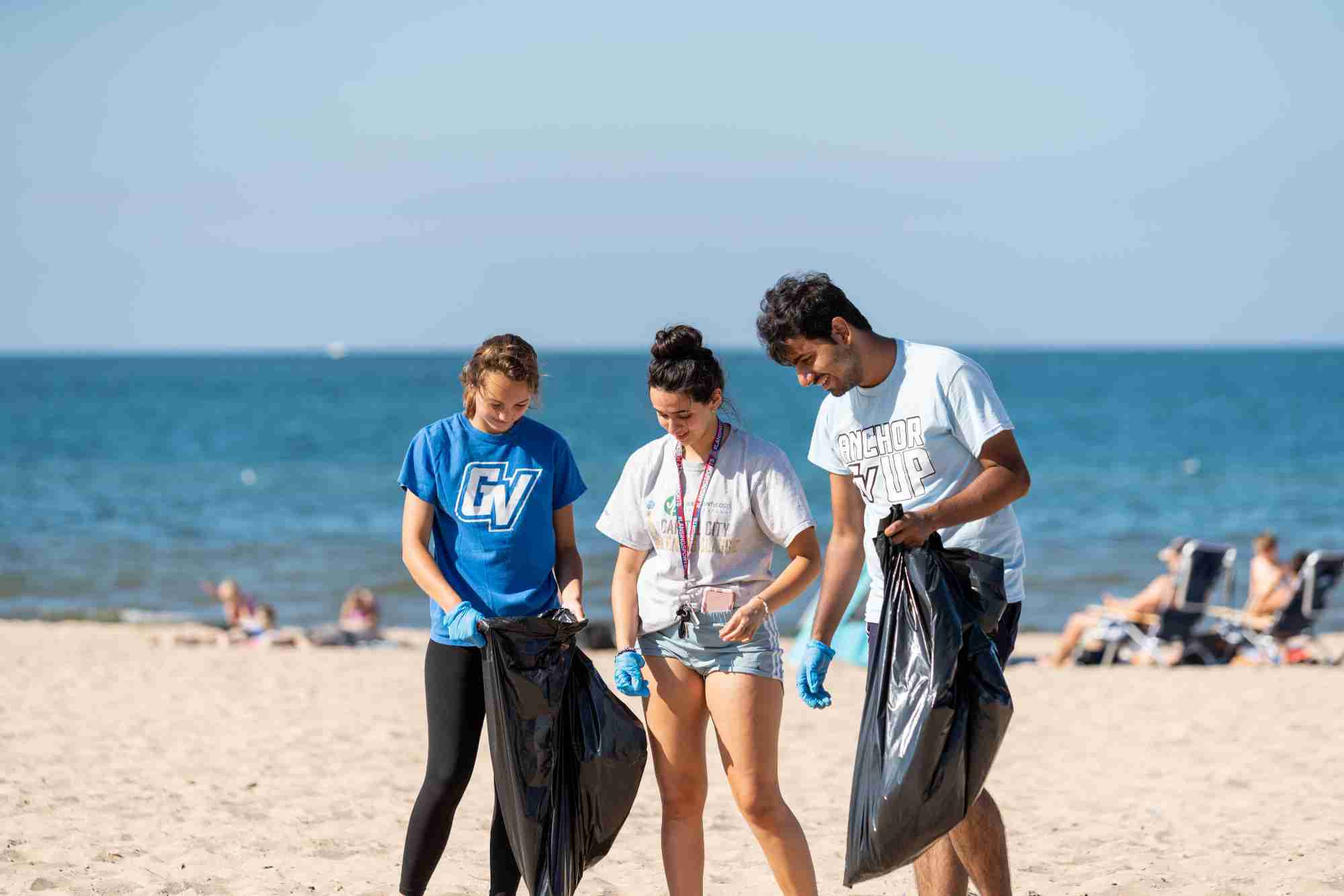 Students participating in the Beach Clean Up