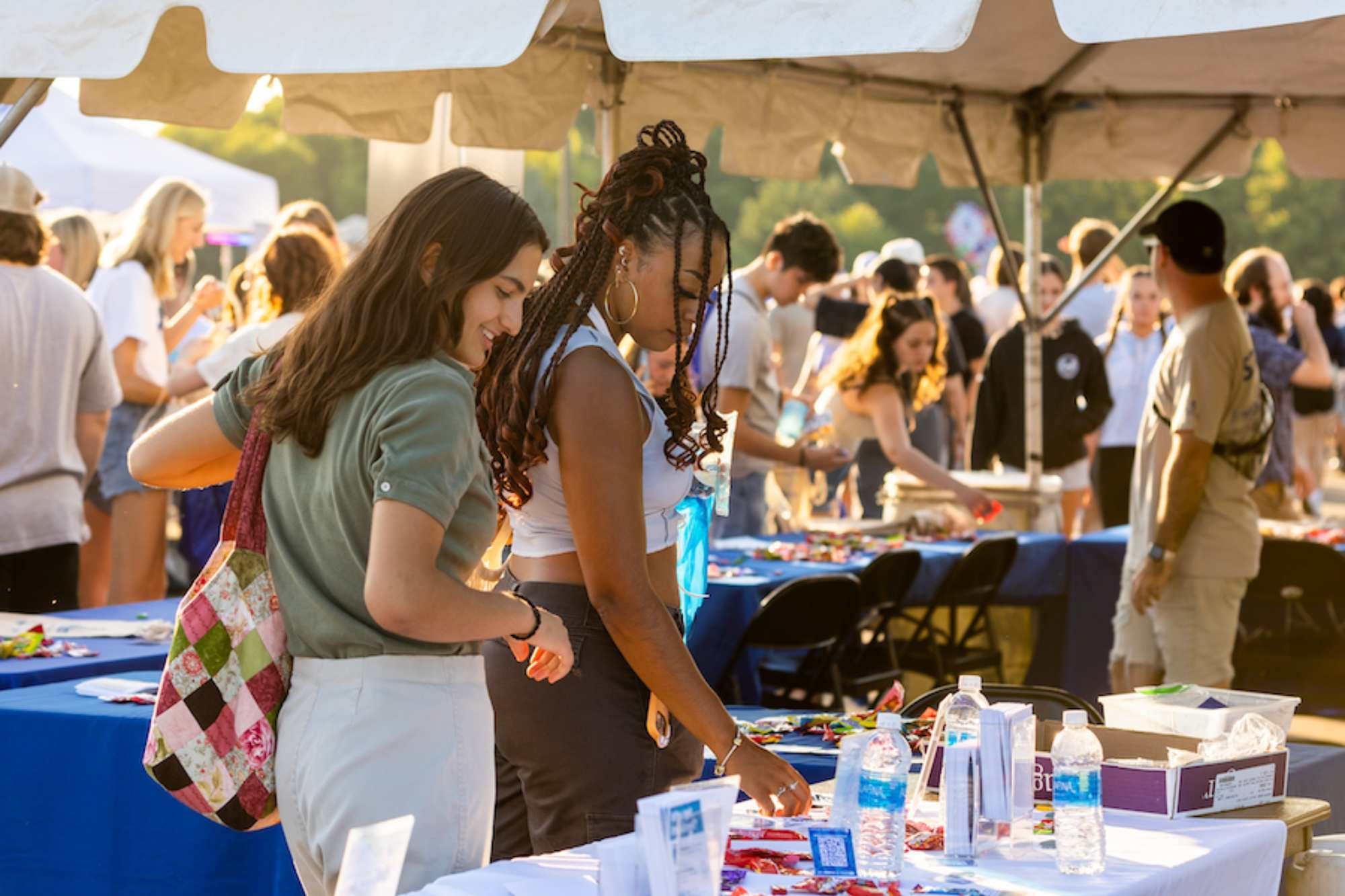 students picking out free stuff