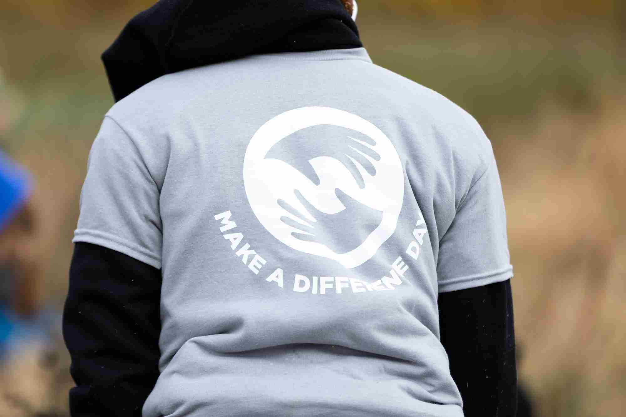 Back of the make a difference shirt with the logo 