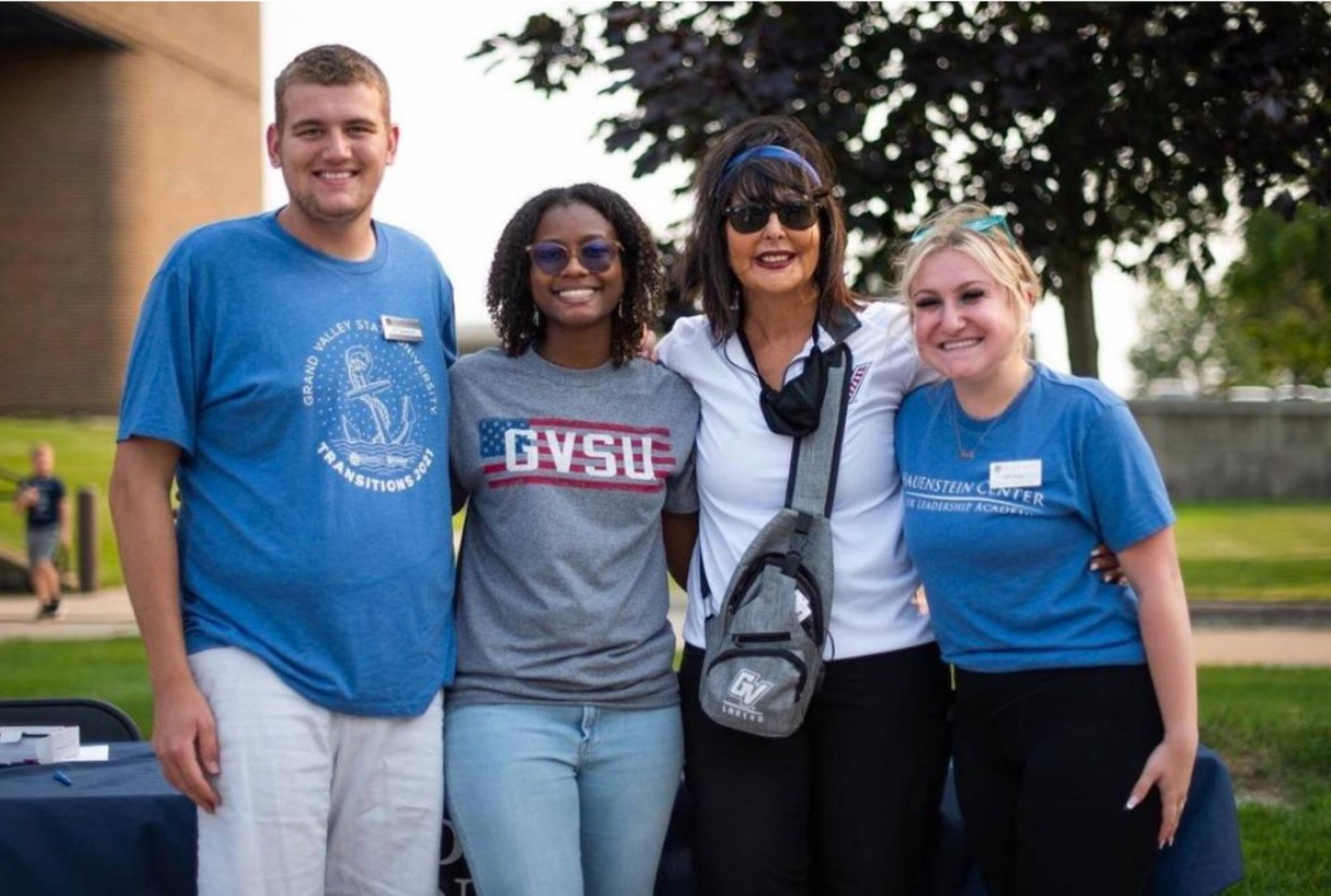 Student senate taking a picture with President Mantella